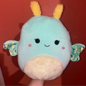 Squishmallow Connie the Mint Blue & Yellow Fuzzy Belly Moth 12”